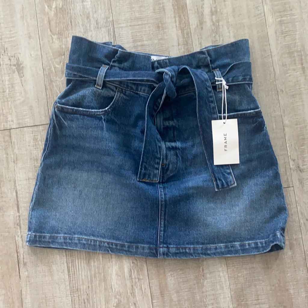 Frame Belted Pleated Mini Skirt
